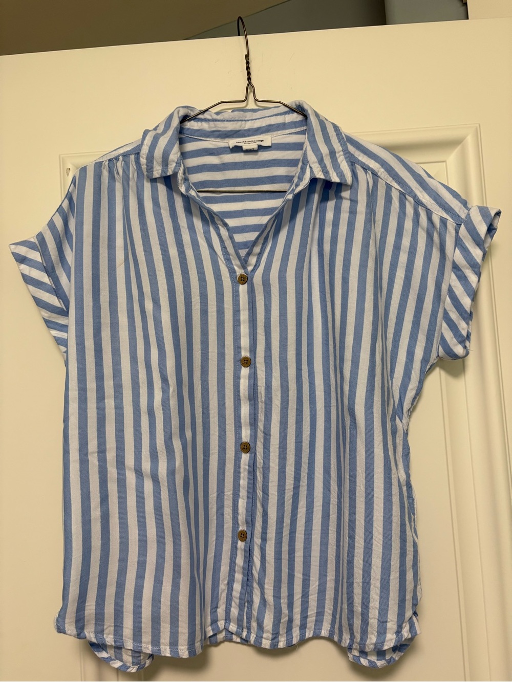 beachlunchlounge Light Blue and White Striped Shirt